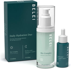 Belei 'Daily Hydrating' Duo Skin Care Starter Kit (Bio-Complex Moisturizer and Ferulic Acid + Vitamins C & E) Helps with Fine Lines, Hydration, and Uneven Skin Tone